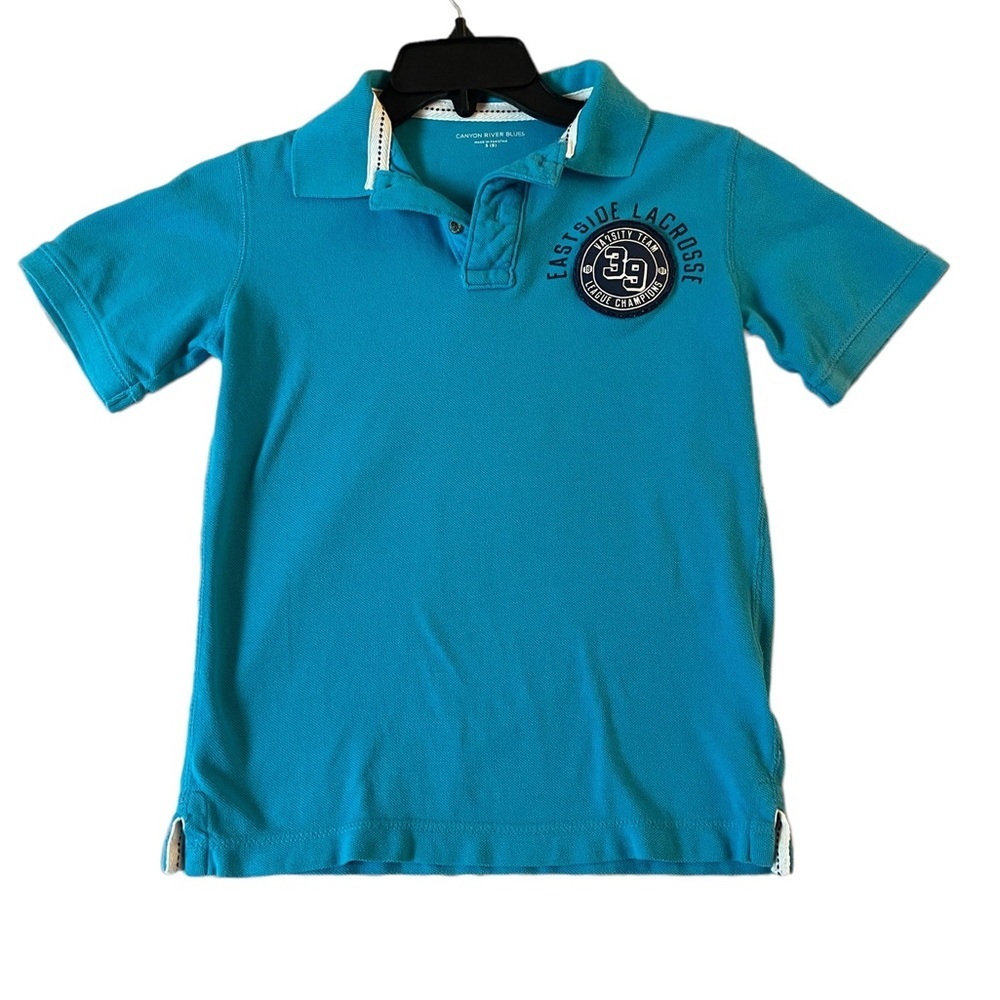 Canyon River Blues Sky Blue Boys Polo T Shirt Size Small Eastside Lacrosse